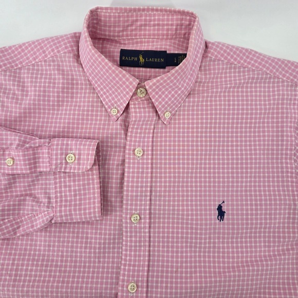 Ralph Lauren Other - Ralph Lauren Mens Pink Gingham Check Button Down Shirt Large Long Sleeve Pony